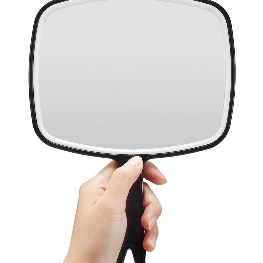 Hand Mirror, Black Handheld Mirror with Handle, 6.6" W x 9.2" L